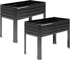 2PCS Galvanized Raised Garden Bed with Legs,2PCS 48×18×30in Elevated Planter Box for Backyard,Garden, Patio, Balcony, 300lb Capacity,Planters for Outdoor Plants,Black