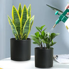 8/7/6 inch Plant Pots, 3 Set Cylinder Flower Pots for Outdoor Indoor Plants, Decorative Plastic Planters with Drainage Holes and Saucers for Garden House Plants, Black
