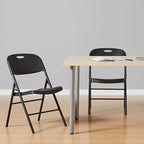 Amazon Basics Portable Folding Plastic Chair, Events Seating, Easy to Store, 350-Pound Capacity, Black, 2-Pack