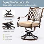 9-Piece Cast Aluminum Patio Furniture, Outdoor Dining Sets for 8 Include 87" Rectangular Patio Dining Table, 6 Stackable Chairs & 2 Swivel Chairs with Cushions & Umbrella Hole(Bronze)