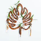 Vertical Wall Planters, Wood Leaf Frame for Up to 6 Cuttings, Dark Nutmeg