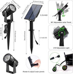 Green Solar Spot Lights Outdoor, 2 Pack Solar Landscape Spotlights IP65 Waterproof 9.8ft Cable, Auto On/Off Outdoor Wall Lights for Garden Yard Driveway Porch Walkway Pool (1-in-1)