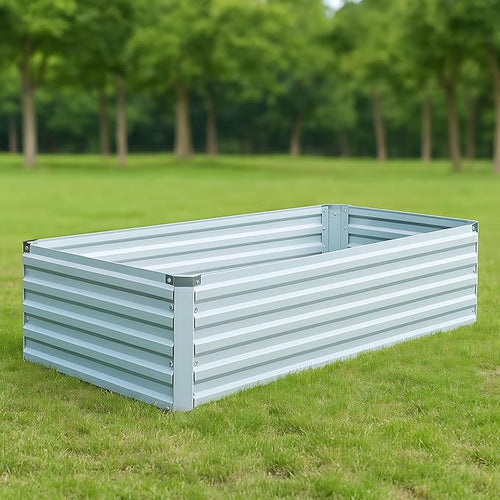 2 Pack 4x2x1FT Galvanized Raised Garden Beds Kit Outdoor Metal Gardening Planter Box for Vegetable Elevated Flower Herbs,Silver