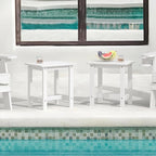 LUE BONA Outdoor Side Table Set of 2, HDPS Small Outdoor Table, Adirondack Side Table, Outside End Table for Patio, Porch, Deck, Pool, Weather Resistant/Easy Maintenance/Indoor or Outside Use, White