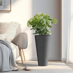 Kante Tall Round Planter Set of 2, 23" H Large Decorative Planter Pots for Outdoor Indoor Garden Patio Front Porch (Black)
