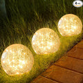 Outdoor Waterproof IP65 Solar Globe Lights, Led Solar Light Balls for Lawn Garden Patio Table Art Decoration, Yard Landscape Illuminated Cracked Glass Sphere Gazing Ball Lights, Round Ornaments Orbs