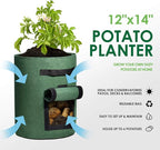 Delxo 5 Pack 7 Gallon Potato Growing Bags, Planter Garden Grow Bags with Flap, Double Layer Breathable Nonwoven Cloth for Planting,Vegetable,Tomato,Aeration Fabric Pots with Handles Green
