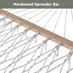 SUNCREAT Hammocks Outdoor Double Hammock with Hardwood Spreader Bar, Cotton Rope Hammock with Polyester Pad, Blue&Aqua