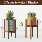 MUDEELA Plant Stand for Indoor Plants: Adjustable Width Fits 8–12 Inch Pots - Mid Century Modern Bamboo Plant Stand - 14.5 Inch Single Tier Small Floor Plant Holder, Dark Brown, 1 Pack (Without Pot)