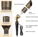 LUTEC Solid Brass Low Voltage Landscape Lighting, 12V Heavy Duty Waterproof Landscape Spotlights, Adjustable Bronze Uplights Outdoor Fixtures for Garden Yard Pathway Tree Without Bulb, 4 Pack