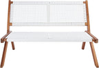 SAFAVIEH Outdoor Collection Kobina Natural Acacia Wood/White Rope Foldable Bench