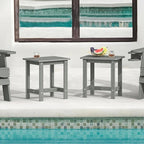 LUE BONA Outdoor Side Table Set of 2, HDPS Small Outdoor Table, Adirondack Side Table, Outside End Table for Patio, Porch, Deck, Pool, Weather Resistant/Easy Maintenance, Gray