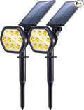 Nekteck Solar Lights Outdoor,10 LED Landscape Spotlights Powered Wall Lights 2-in-1 Wireless Adjustable Security Decoration Lighting for Yard Garden Walkway Porch Pool Driveway (2 Pack, Warm White)