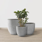 Kante 20",16.5",13.4" Dia Round Concrete Planters (Set of 3), Outdoor Indoor Modern Decorative Plant Pots with Drainage Hole & Rubber Plug for Home & Garden, Natural Concrete