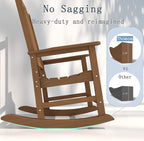Oversized Rocking Chair, Outdoor Rocking Chair for Adults, All Weather Resistant Porch Rocker for Lawn Garden, Wood