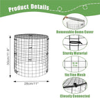 Plant Protector Cages with Removable Covers, Black, 5 Sets