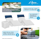 Aqua Outdoors in-Pool DEEP Ledge Chaise Set - Two Chaises - Two Headrest Pillows - Chaise Risers and One Large in Pool Side Table - for ledges 9"-14" inches Deep (Classic White-Blue)