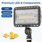 CINOTON 20W LED Flood Lights Outdoor, IP65 Waterproof Exterior Security Wall Lights with 180°Knuckle, 2800LM 120V Outside Aluminum Lighting Fixture for Patio Porch Barn Garage 5000K 2 Pack, UL Listed