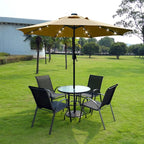 Sunnyglade 9' Solar LED Lighted Patio Umbrella with 8 Ribs/Tilt Adjustment and Crank Lift System (Light Tan)
