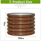 SnugNiture Raised Garden Bed, 2 PCS 2×2×1.5ft Round Galvanized Outdoor Planter Box, 17" Tall Deep Metal Garden Bed Kit for Planting Vegetables, Fruits, Flowers, Brown