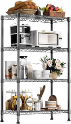 Xcity Storage Shelves, 4 Tier Heavy Duty Metal Shelving Unit, 1600 LBS Capacity Adjustable Steel Wire Shelf Organizer for Pantry, Kitchen, Garage, 14" D x 36" W x 54" H, Black