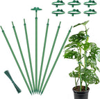 Extendable Plant Stakes,Adjustable Length from 14.3IN to 25IN Monstera Support Stakes with Clips,Sturdy Plant Stakes for Indoor Outdoor,Garden Sticks for Orchid,Tomato,Climbing Plants- 7Pack