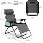 Nestl Zero Gravity Chairs Set of 6, Patio Lounge Chair Outdoor with Pillows & Cup Holder Trays, Adjustable Steel Mesh Reclining Camping Chair, Folding Patio Lawn Chair for Deck, Beach, Yard - Grey