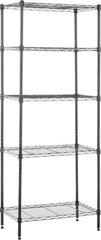 Amazon Basics 5-Shelf Multipurpose Adjustable Steel Garage Shelving Unit, Storage Rack for Kitchen, 200 lbs Per Shelf, Easy Assembly, 13.4"D x 23.2"W x 60"H, Black