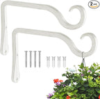 BOLITE Plant Hangers, 6 Inch Hanging Plant Brackets Outdoor Indoor, Wall Hooks for Hummingbird Feeders, Bird Feeders, Planters, Lanterns, Wind Chimes, Home Decor, 2 Pack, White, Gifts for Women Men