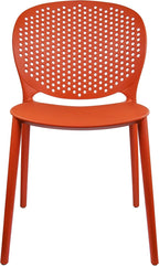 2xhome Patio Dining Chair | Modern Stackable Outdoor Pool Side Chair | Weather Resistant Plastic for Yard, Porch, Balcony, Kitchen, Orange, Single, Set of 1