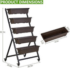 VECELO 5-Tier Vertical Garden Bed, Freestanding Elevated Raised Garden Planter with 5 Garden Planter Boxes, Lockable Caster Wheels, Drainage System, for Plants, Vegetables, Flowers, Herbs
