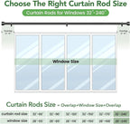 Time Forest Curtain Rods for Windows 32 to 240, 1 Inch Adjustable Black Heavy Duty Long Window Outdoor Curtain Rod for Patio, Modern Drapery Rods with Simple End Caps, Size 32"-240"