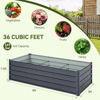 Ohuhu 8x3x1.5FT Metal Raised Garden Bed Outdoor, Reinforced Galvanized Steel Rustproof Planter Box, 100% Non-Toxic, 269 Gal Large Capacity Heavy Duty Raised Beds for Growing Vegetables Flowers Herbs