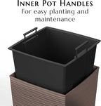 Mueller Janska M-Resin Heavy Duty Tall Planter, Indoor/Outdoor Grande Plant, Tree, Flower Pot, 2-Piece Set, 18”, Modern Design, Built-in Drainage, Mocha