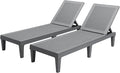 Greesum Outdoor Chaise Lounge Chairs Set of 2 with 5-Position Adjustable Backrest, Waterproof PP Sun Chaise Loungers for Garden Pool Beach Patio Deck Sunbathing, Grey