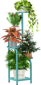 TOSKING 5 Tier Tall Plant Stand Indoor Outdoor, Heavy Duty Corner Shelf for Plants & Decor, Space Saving 3.9FT Metal Flower Pot Stand for Balcony, Garden, Living Room, Patio (Blue, 47in)