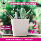 GARDENIX DECOR 5" Self Watering pots for Indoor Plants - Flower Pot with Water Level Indicator for Plants, Grow Tracking Tool - Self Watering Planter Plant Pot – 2 Pack White