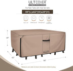 ULTCOVER Rectangular Patio Heavy Duty Table Cover - 600D Tough Canvas Waterproof Outdoor Dining Table and Chairs General Purpose Furniture Cover Size 88L x 62W x 28H inch