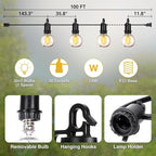 ZJOJO LED Outdoor String Lights,100FT Outdoor Lights for Patio with 32 Shatterproof Bulbs, 2700K Dimmable Waterproof Globe LED Patio Light Lights for Outside Christmas Backyard Bistro Porch Garden