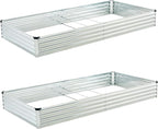 8x4x1ft(2 PCS) Galvanized Raised Garden Bed,Outdoor Planter Box Metal Patio Kit Planting Bed for Vegetables Flowers Herb,Silver