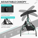 U-MAX Porch Swing with Cover, Patio Swing with Adjustable Backrest&Canopy 3 Seat Outdoor Swing with Canopy 2-in-1 Convertible Patio Daybed with Removable Black Cushions