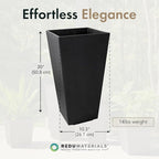 Tierra Verde 2-Pack Indoor & Outdoor Self-Watering Square Planters, Medium, Sonata, Black - Planter Containers for Plants and Flowers - Gardening and Landscaping Accessories