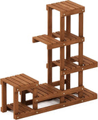 Furinno FG18451 Tioman Hardwood Patio Furniture Outdoor Flower Stand in Teak Oil, Natural