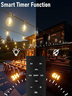luckystyle 30FT LED Outdoor String Lights with Remote, 10+ 1 Shatterproof Bulbs Waterproof and Dimmable Patio Lights for Porch, Garden, Backyard, Deck, Balcony, 2700K Hanging Lighting