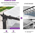 PURPLE LEAF 10' x 10' Outdoor Retractable Pergola with Double Sun Shade Canopy Patio Aluminum Pergola Metal Shelter with Light for Backyard Deck Garden, White