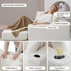 HANXIN 62" Chaise Lounge Chair Indoor, Oversized Corduroy Boneless Convertible Chaise Lounge Couch Sleeper Chair with Ottoman, Deep Seat Reading Chair, No Assembly Required (Beige)