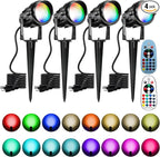 Christmas Spot Lights Outdoor Color Changing Landscape Spotlights,12W RGBW LED Outdoor Spot Lights for Yard Garden Decor,Waterproof 110V Plug in Landscape Lighting with Remote,4 Packs