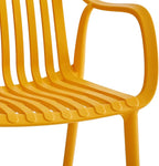 Modern Stackable Outdoor & Indoor Plastic Dining Chairs Set, Armchairs Set, Weather-Resistant, Ideal for Patios, Cafes, and Home Use, Set of 4 (Mustard Yellow)