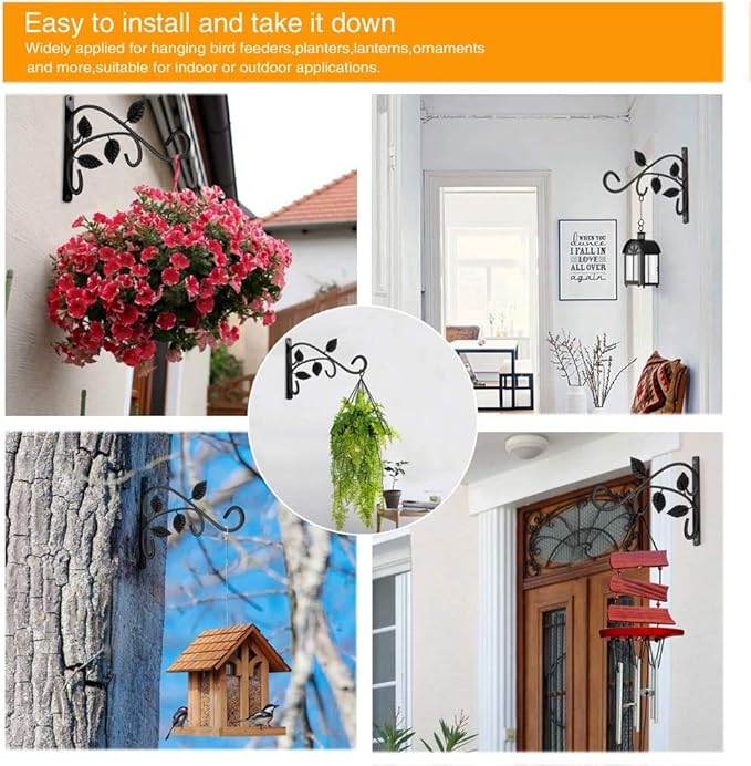 Axgo Wall Mount Hanging Plant Hook, Rust-Resistant Metal Plant Hanger for Flowers, Lanterns, Bird Feeders, Wind Chimes