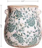 Tuscan Ceramic Planters and Kitchen Utensil Holder, 6.68 Inch Vintage Plant Pots with Drainage for Indoor/Outdoor, Country Cottage Vase for Home Garden Decor, Gifts for Plant Lovers, Cyan